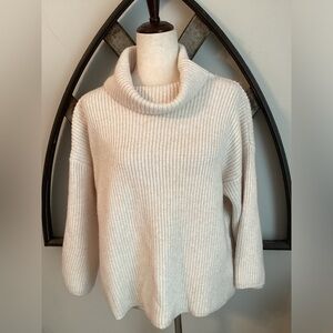 ASOS Poly Acrylic Blend Roomy Crème Drop Shoulder Sweater w/Cowl Neck